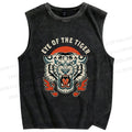 Unisex Eye Of The Tiger Printed Washed Tank Top