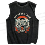Unisex Eye Of The Tiger Printed Washed Tank Top