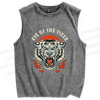 Unisex Eye Of The Tiger Printed Washed Tank Top