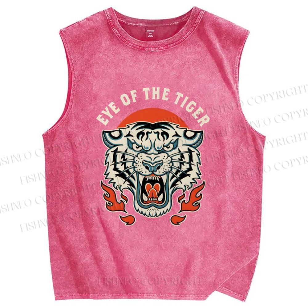 Unisex Eye Of The Tiger Printed Washed Tank Top