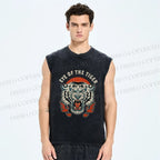 Unisex Eye Of The Tiger Printed Washed Tank Top