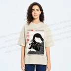 Unisex Yayoi Kusama Girl Cat Printed Washed Tee