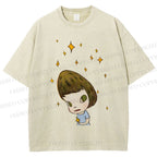Unisex Yoshitomo Nara Star Girl Printed Washed Tee