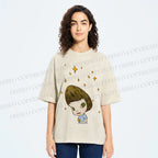 Unisex Yoshitomo Nara Star Girl Printed Washed Tee