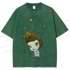 Unisex Yoshitomo Nara Star Girl Printed Washed Tee