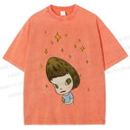 Unisex Yoshitomo Nara Star Girl Printed Washed Tee