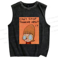 Unisex Yoshitomo Nara Can't Stop Thinking About It Printed Washed Tank Top