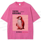 Unisex Yayoi Kusama Polka Dot Bird Printed Washed Tee