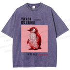 Unisex Yayoi Kusama Polka Dot Bird Printed Washed Tee