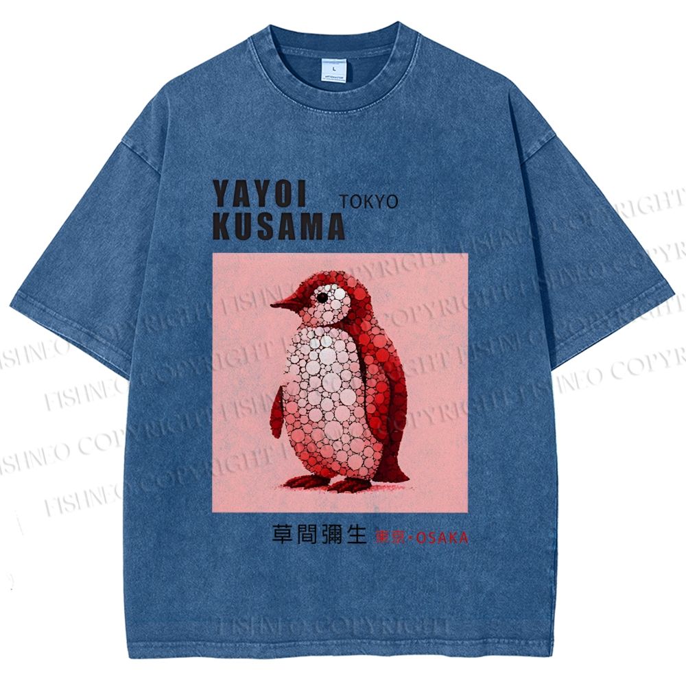 Unisex Yayoi Kusama Polka Dot Bird Printed Washed Tee