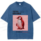 Unisex Yayoi Kusama Polka Dot Bird Printed Washed Tee