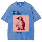 Unisex Yayoi Kusama Polka Dot Bird Printed Washed Tee