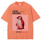 Unisex Yayoi Kusama Polka Dot Bird Printed Washed Tee