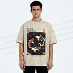 Unisex Yayoi Kusama Vintage Koi Printed Washed Tee