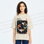Unisex Yayoi Kusama Vintage Koi Printed Washed Tee