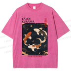 Unisex Yayoi Kusama Vintage Koi Printed Washed Tee