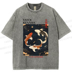 Unisex Yayoi Kusama Vintage Koi Printed Washed Tee