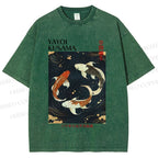 Unisex Yayoi Kusama Vintage Koi Printed Washed Tee