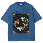Unisex Yayoi Kusama Vintage Koi Printed Washed Tee