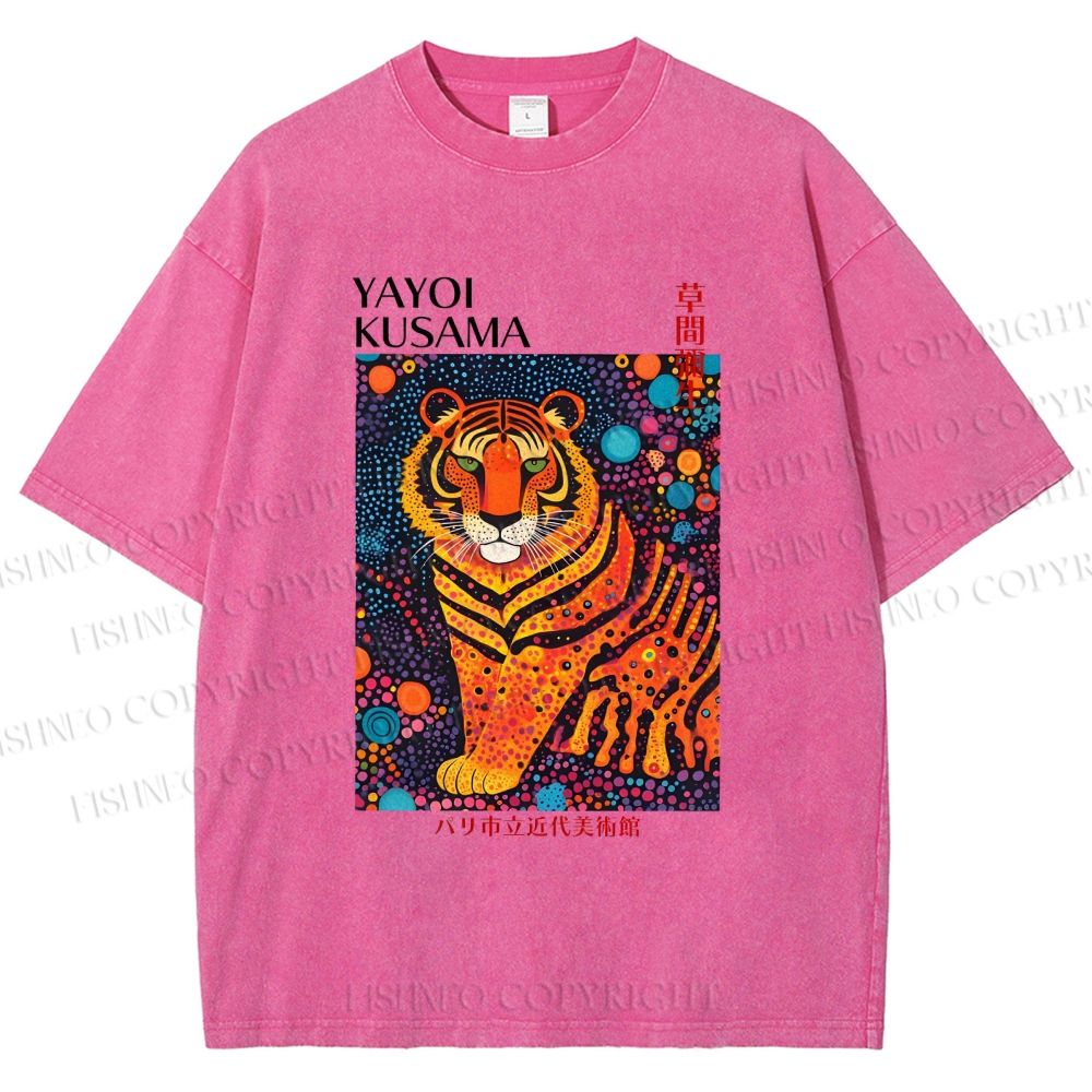Unisex Yayoi Kusama Polka Dot Tiger Printed Washed Tee