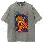 Unisex Yayoi Kusama Polka Dot Tiger Printed Washed Tee