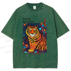 Unisex Yayoi Kusama Polka Dot Tiger Printed Washed Tee