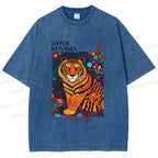 Unisex Yayoi Kusama Polka Dot Tiger Printed Washed Tee