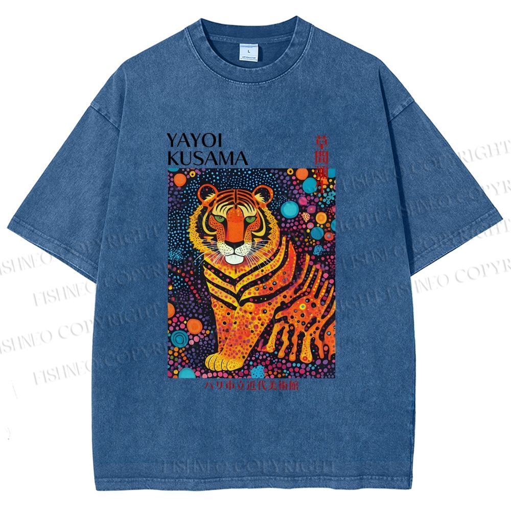 Unisex Yayoi Kusama Polka Dot Tiger Printed Washed Tee