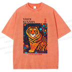 Unisex Yayoi Kusama Polka Dot Tiger Printed Washed Tee