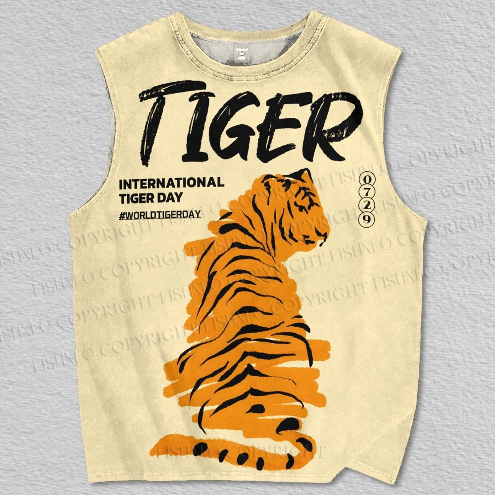 Unisex Tiger Printed Tank Top