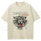 Unisex Simple Tiger Printed Washed Tee