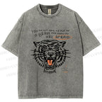 Unisex Simple Tiger Printed Washed Tee