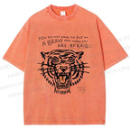 Unisex Simple Tiger Printed Washed Tee