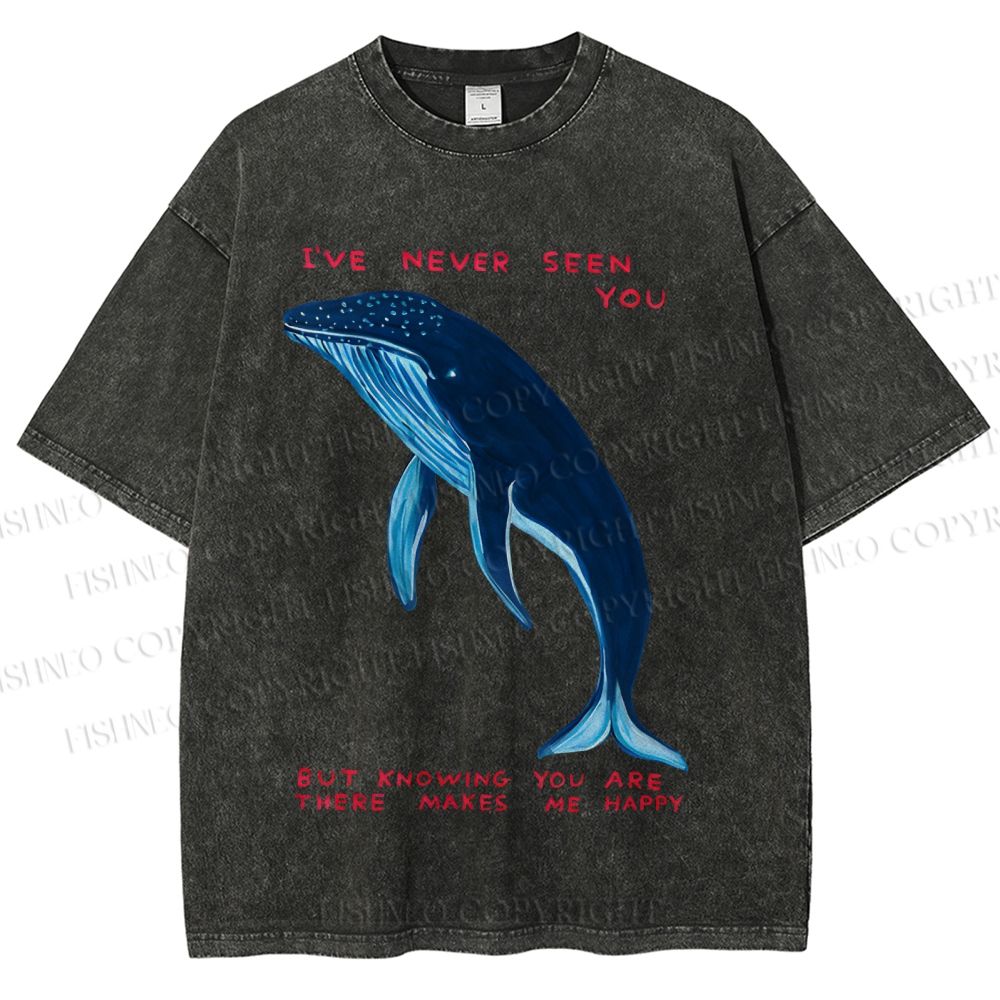 Unisex I've Never Seen You Whale Printed Washed Tee