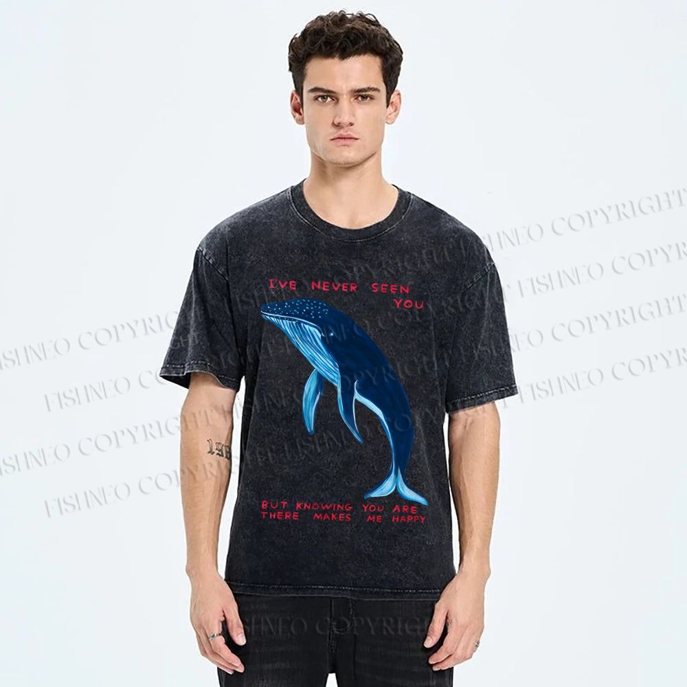 Unisex I've Never Seen You Whale Printed Washed Tee