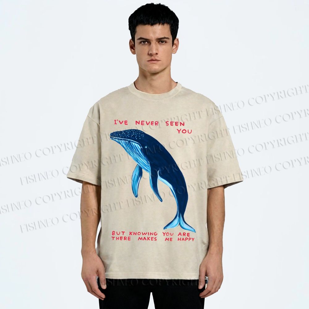 Unisex I've Never Seen You Whale Printed Washed Tee