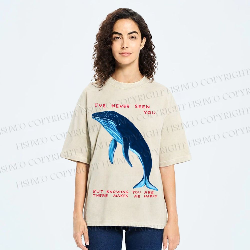 Unisex I've Never Seen You Whale Printed Washed Tee