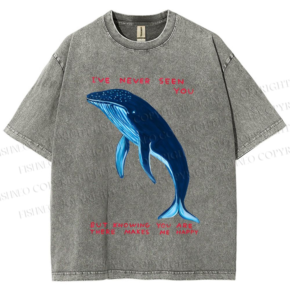 Unisex I've Never Seen You Whale Printed Washed Tee
