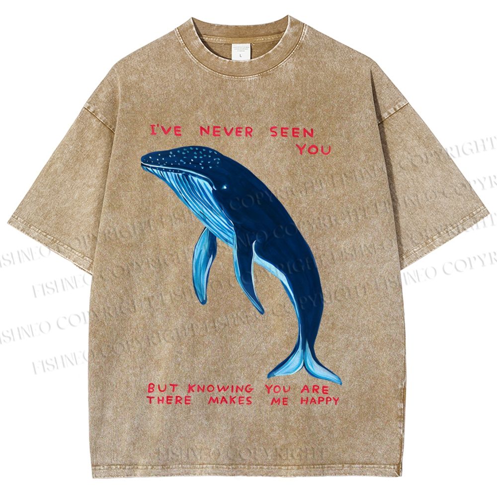 Unisex I've Never Seen You Whale Printed Washed Tee
