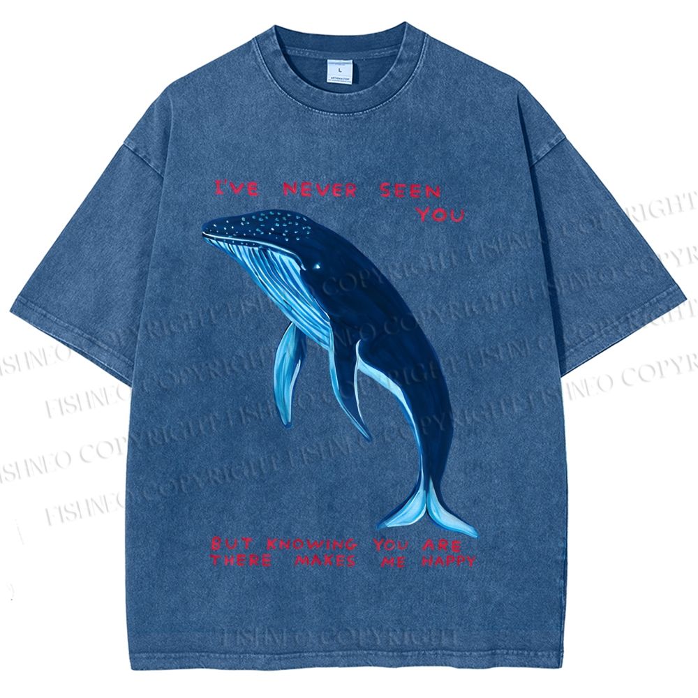 Unisex I've Never Seen You Whale Printed Washed Tee