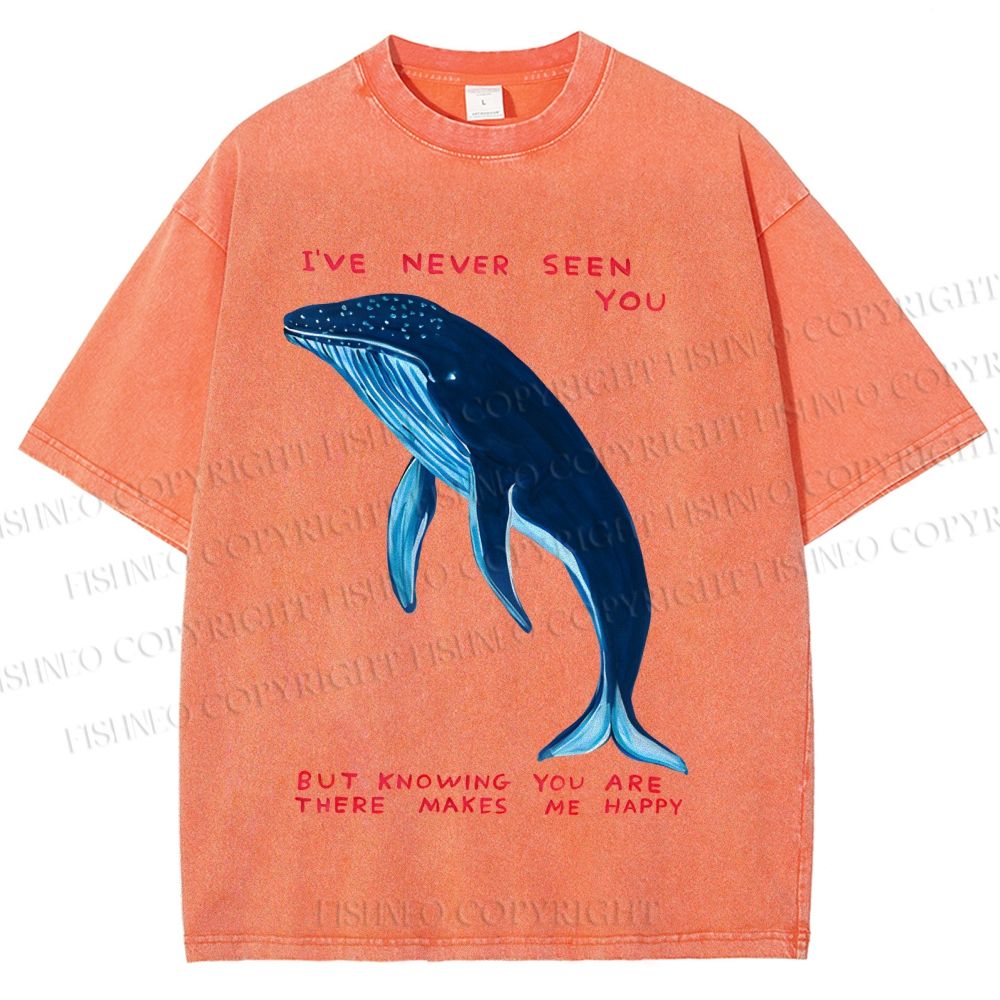 Unisex I've Never Seen You Whale Printed Washed Tee