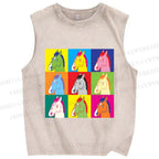 Unisex Pop Equine Spectrum Printed Washed Tank Top