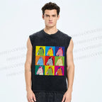 Unisex Pop Equine Spectrum Printed Washed Tank Top