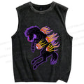 Unisex Horse on Fire Printed Washed Tank Top
