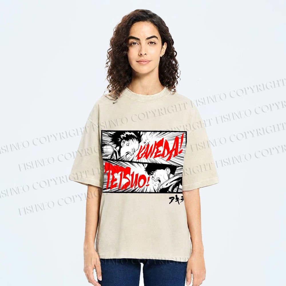 Unisex Akira Anime Printed Washed Tee