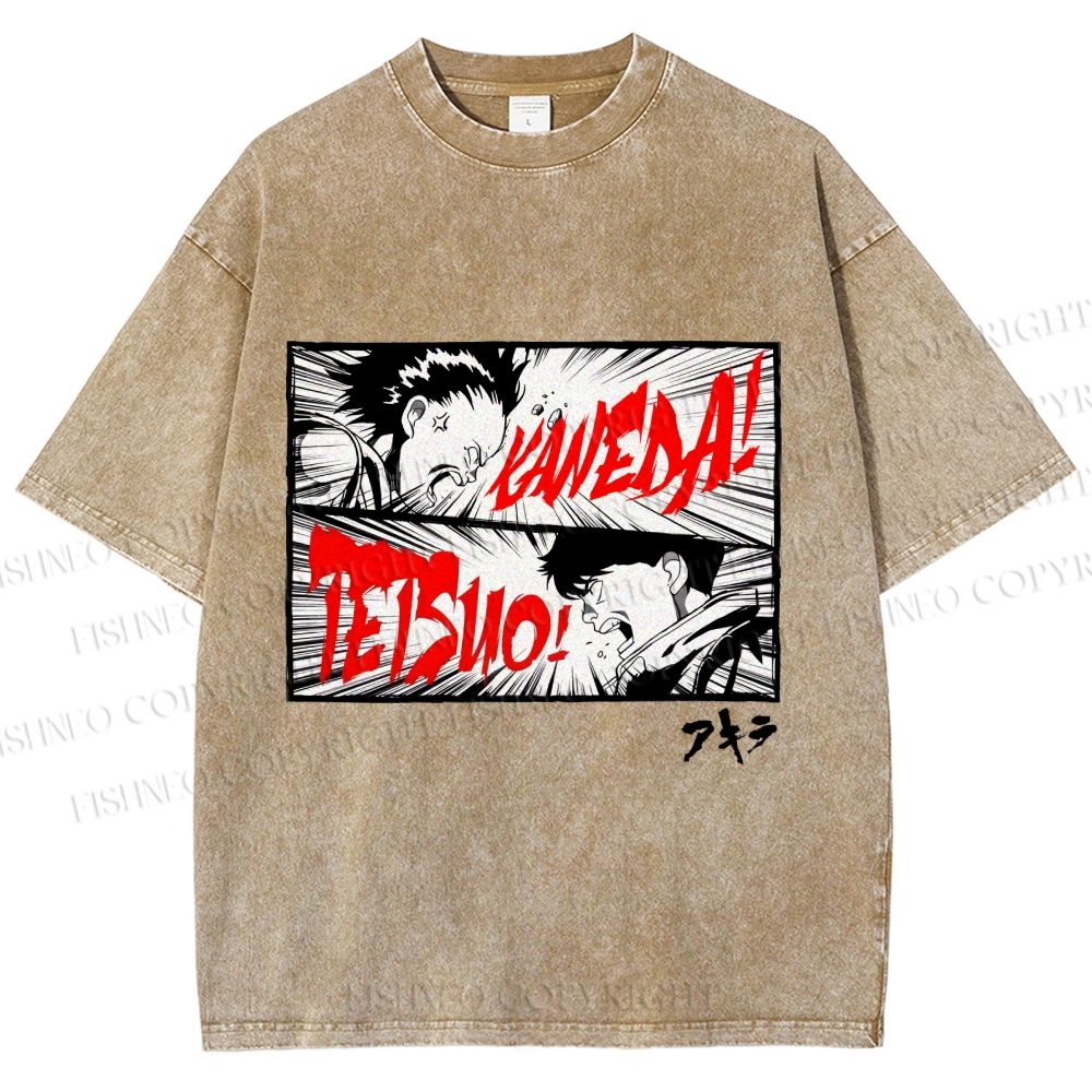 Unisex Akira Anime Printed Washed Tee