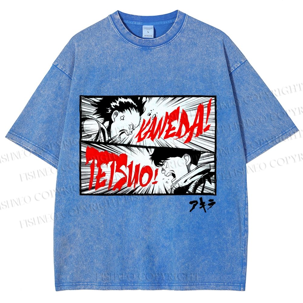 Unisex Akira Anime Printed Washed Tee