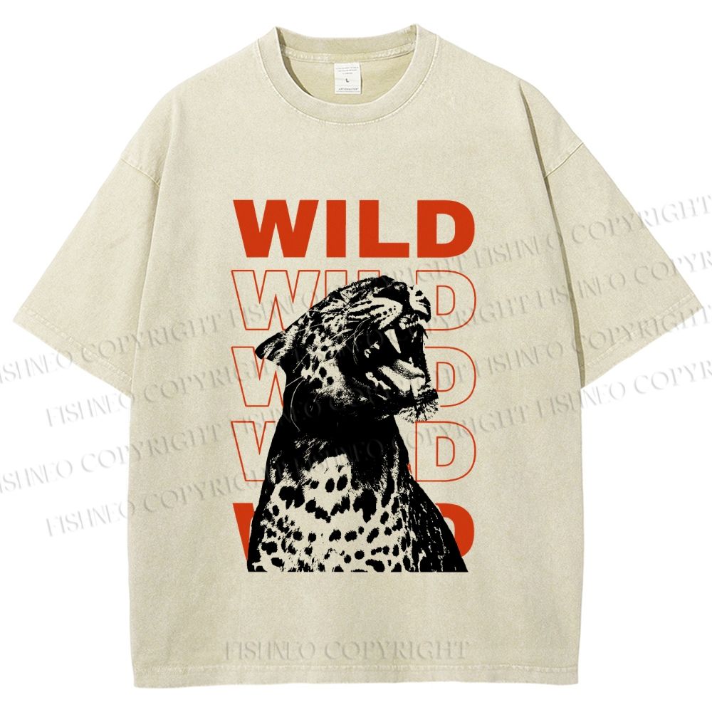 Unisex Wild Panther Printed Washed Tee