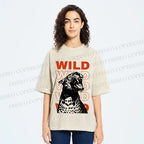 Unisex Wild Panther Printed Washed Tee