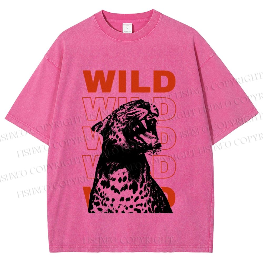 Unisex Wild Panther Printed Washed Tee